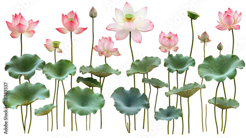 Beautiful Lotus Flowers Blooming in a Serene Setting With Lush Green Leaves Highlighting Their Exquisite Colors and Forms During Daytime photo