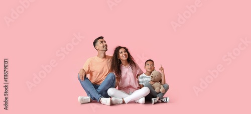 Happy interracial family lo...