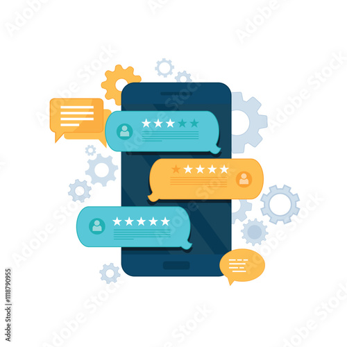 Customer satisfaction. Feedback. Rating on customer service illustration. Website rating feedback and review concept. Flat vector illustration
