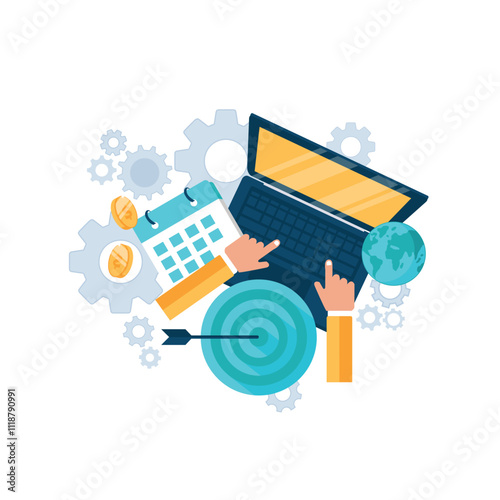 Customer attraction campaign, accurate promo, advertising business. Market segmentation, adverts, target market, target group, target customer concept. Vector isolated concept creative illustration