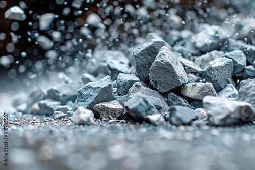Mobile stone crusher and vibrating screen in action at a quarry for mineral and cement processing