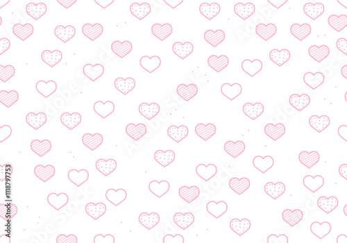 Seamless pattern of heart shaped tunnel. Pink romantic pattern. Pink and red colors. Trendy vector illustration. Valentine's day, birthday pattern design for wrapping paper, paper bags, wallpaper