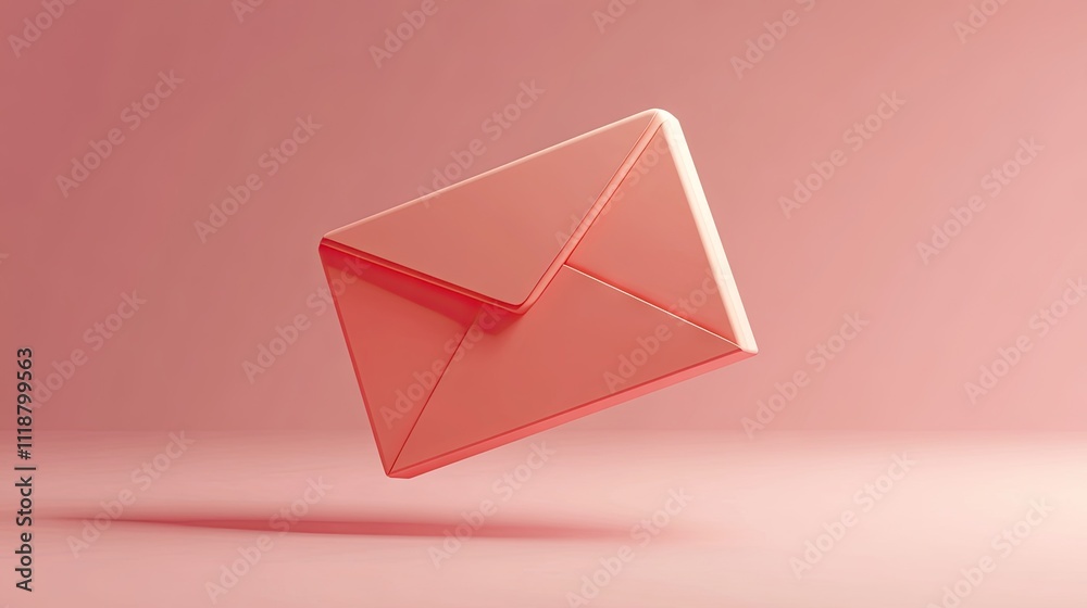 A modern, glossy pink envelope floating gently against a soft pink backdrop. A modern, glossy pink envelope floating gently against a soft pink backdrop.