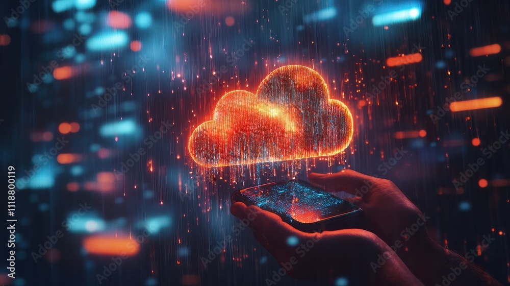 Obraz premium User using mobile phone with digital padlock on internet technology network security with cloud security and data encryption, cybersecurity, Cyber security network. Data protection concept.