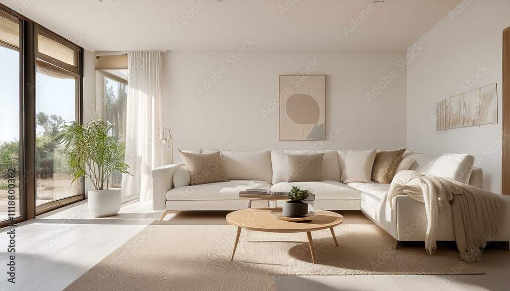 Fototapeta premium White and Neutral Living Room Texture Ideas for a Cozy and Comfortable Home