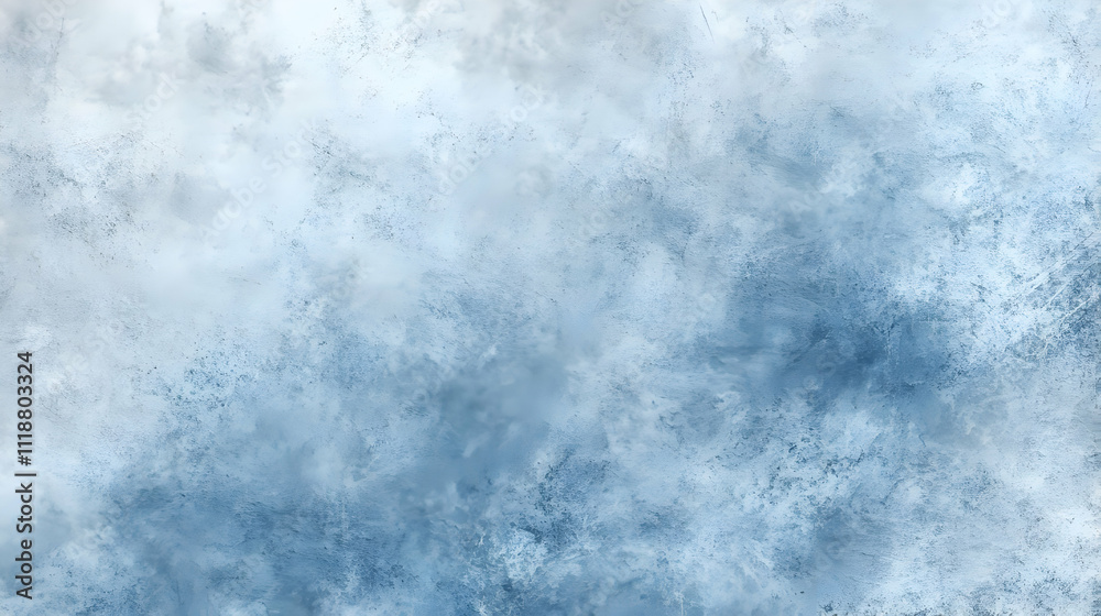 A soft, textured background in shades of blue and gray, resembling clouds or mist.