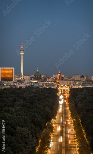 Berlin and its landmarks during the blue hour