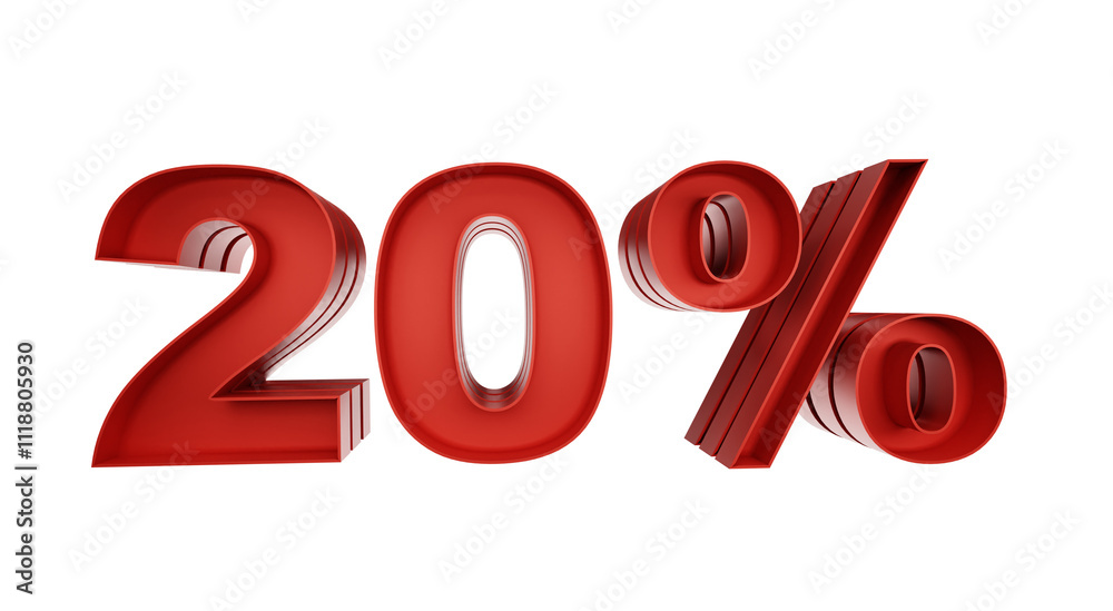 3D Red 20%: Bold Discount Element for Creative Promotions
3D Red 20%: Bold Discount Element for Creative Promotions