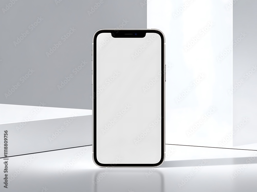 Phone with white screen on white background Phone with white screen on white background