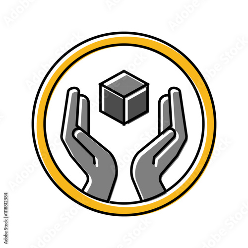 handle with care product label warning color icon vector. handle with care product label warning sign. isolated symbol illustration