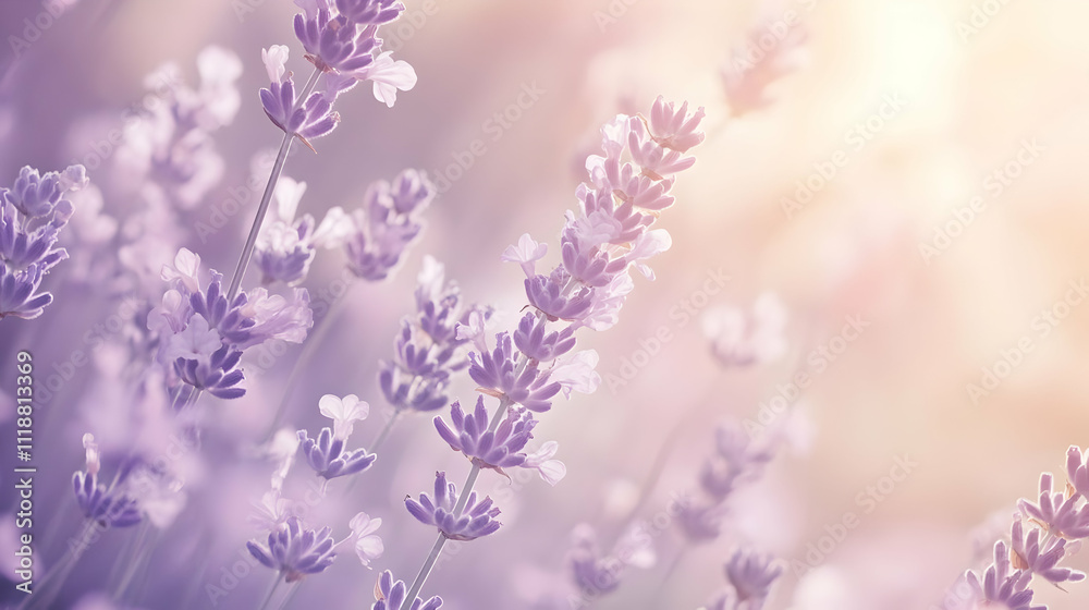 A serene close-up of lavender flowers in soft light, evoking tranquility and beauty.