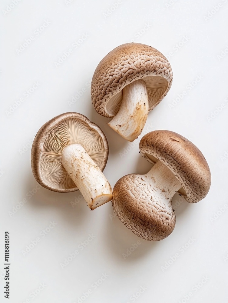 Close up of three mushrooms that appear to be wild, possibly a type for consumption. Close up of three mushrooms that appear to be wild, possibly a type for consumption.
