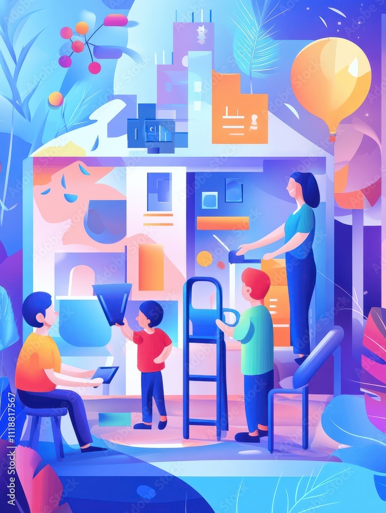 Obraz premium Special education preschool abstract concept vector illustration. Daycare for children with disabilities, special needs, preschool education program, inclusive childcare service abstract metaphor.
