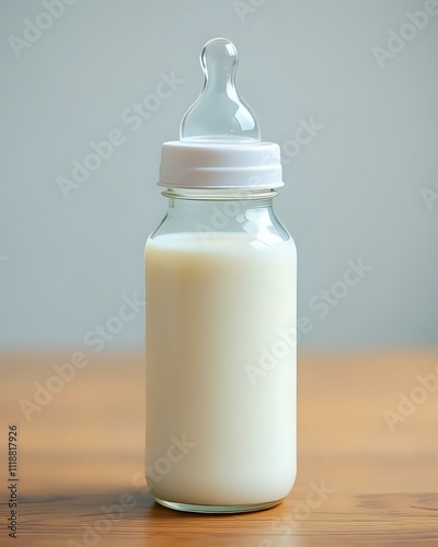 image d'un biberon de bébé rempli de lait pour le repas de bébé photo