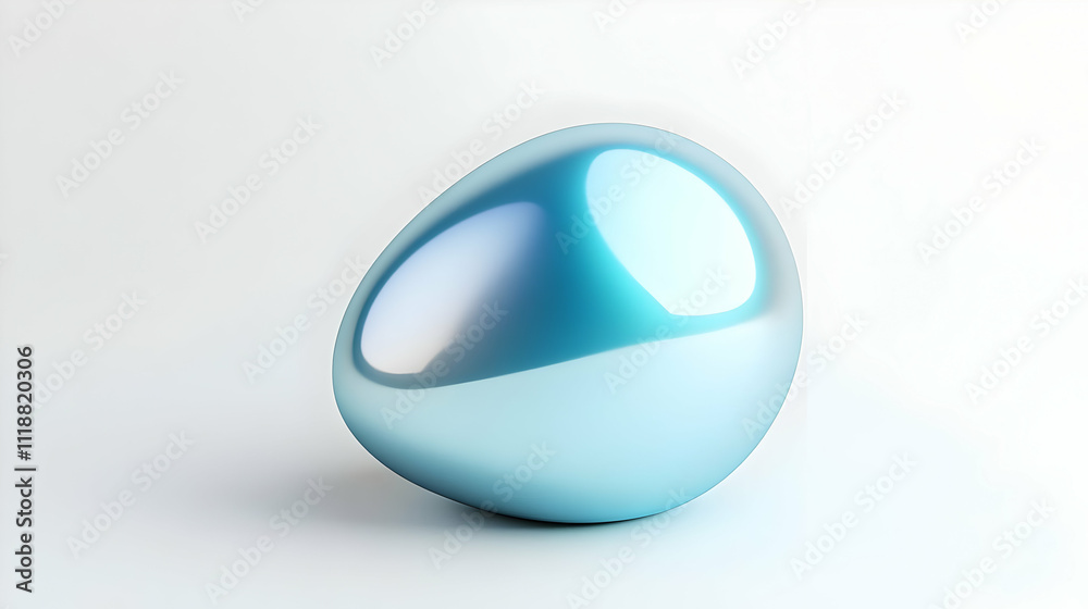 A smooth, reflective blue sculpture resembling an abstract shape. A smooth, reflective blue sculpture resembling an abstract shape.