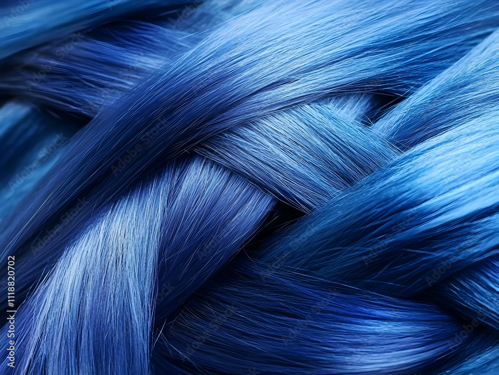 Close-up of intricately braided blue hair showcasing vibrant shades and textures. Close-up of intricately braided blue hair showcasing vibrant shades and textures.