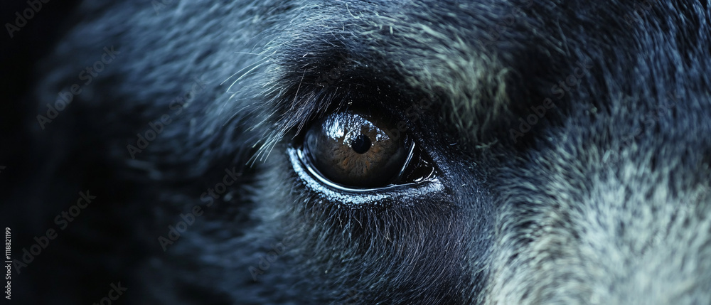 Captivating CloseUp of a Dogs Eye, Showing Deep Brown Iris and Dark Fur Captivating CloseUp of a Dogs Eye, Showing Deep Brown Iris and Dark Fur
