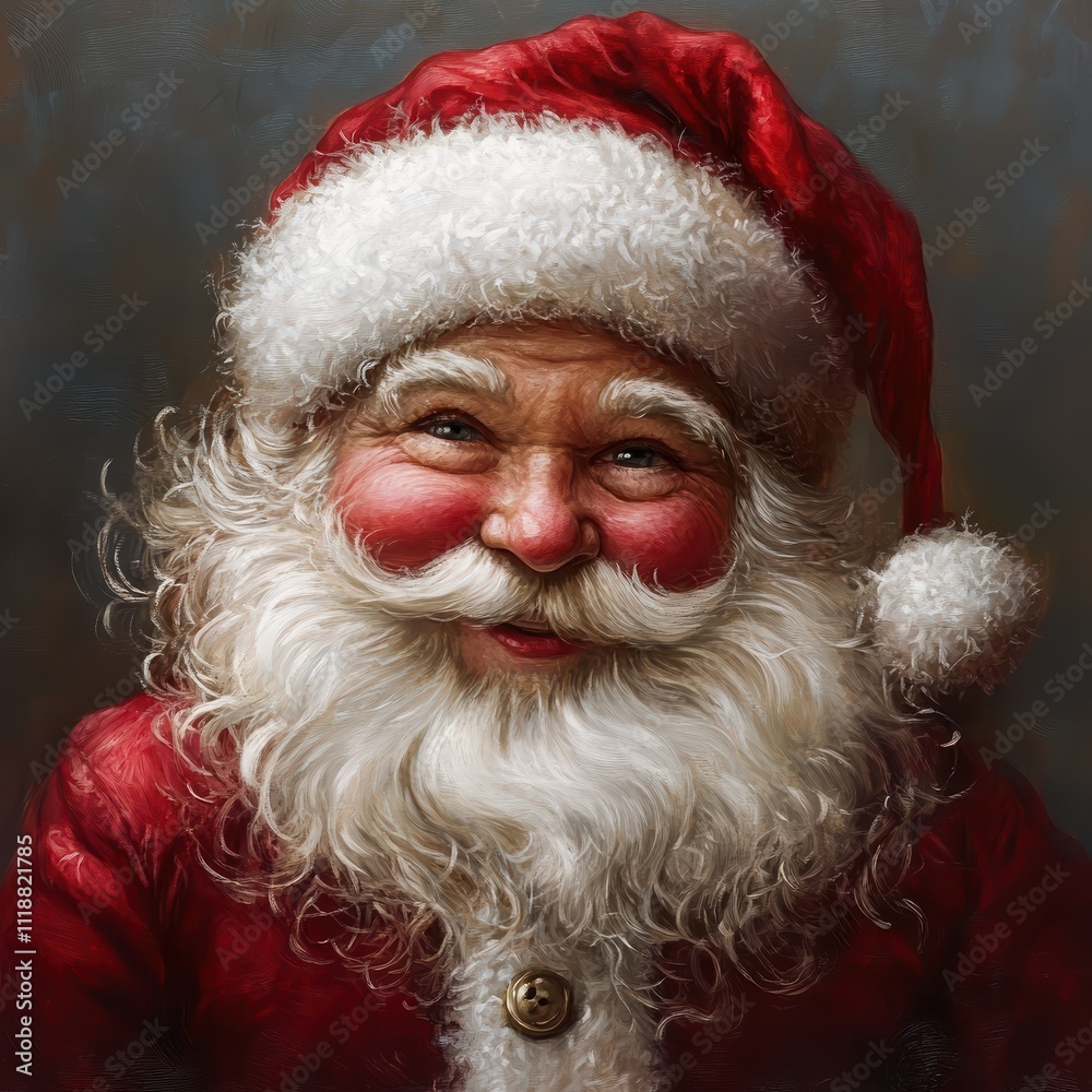 Santa Claus, with a jolly expression, is dressed in a classic red suit and white fur trim, radiating warmth and joy during the festive season, ready to spread cheer Santa Claus, with a jolly expression, is dressed in a classic red suit and white fur trim, radiating warmth and joy during the festive season, ready to spread cheer