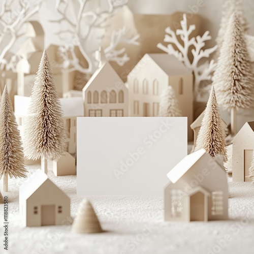 Christmas Mockup with Minimalist Paper Maquette