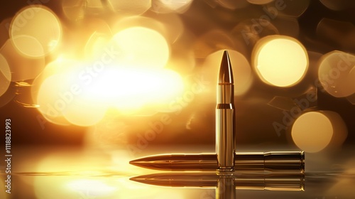 Dynamic bullet showcase studio setting photography illuminated background close-up focus on details photo