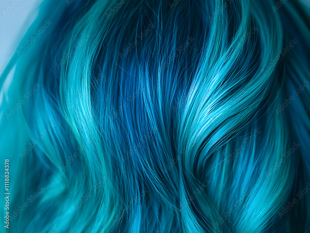 Vibrant blue and teal hair showcasing a striking color gradient and texture. Vibrant blue and teal hair showcasing a striking color gradient and texture.
