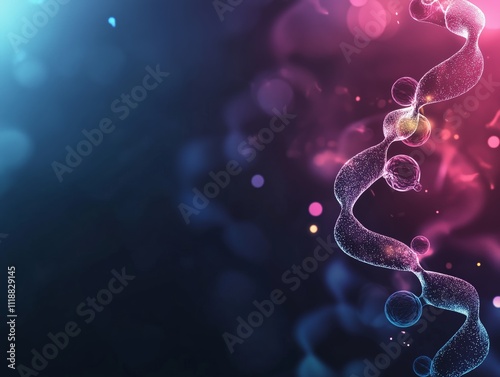 Abstract Science atoms and molecules. View of Human Genome Structure on Dark Background
