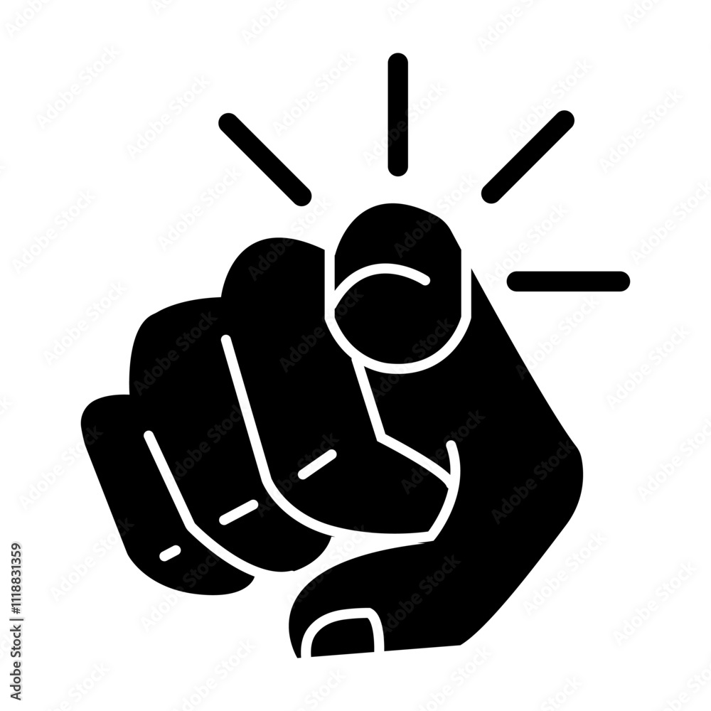 Human hand with the finger pointing or gesturing towards. icon silhouette. Human hand with the finger pointing or gesturing towards. icon silhouette.