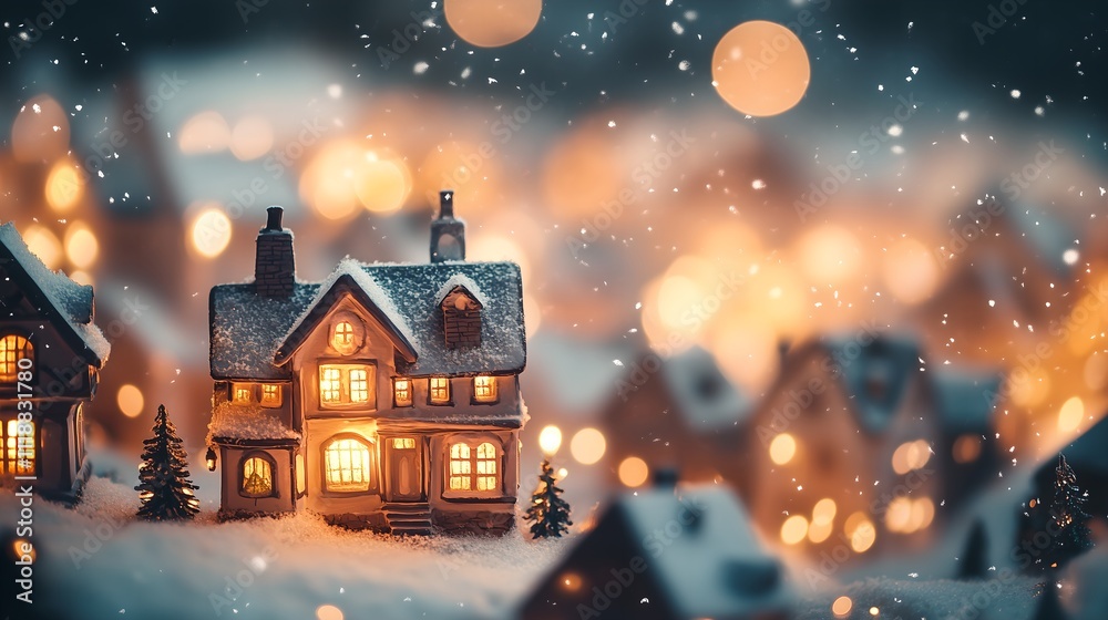 Fototapeta premium Stylish Christmas scandinavian minimalistic interior with white decor