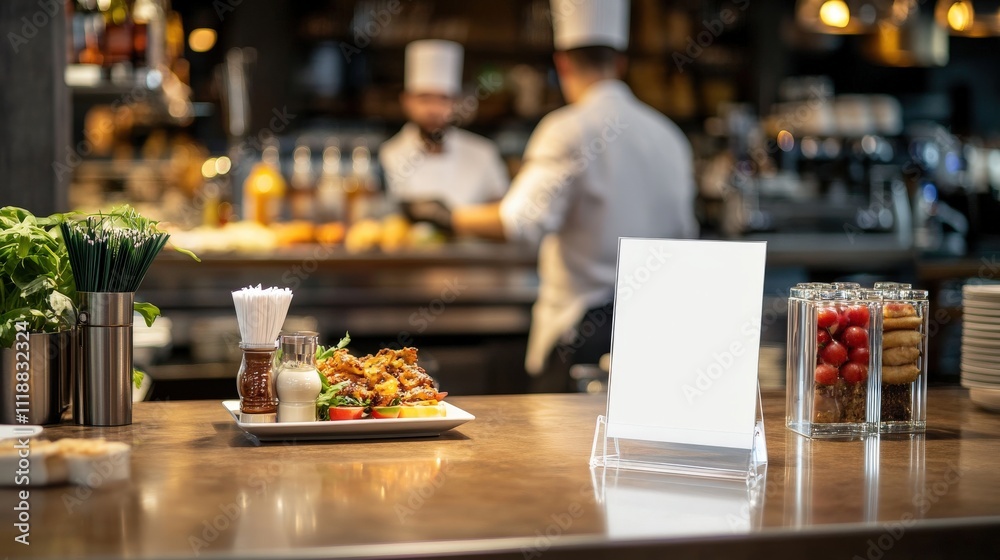 Restaurant Counter Displays Food Menu And Condiments Restaurant Counter Displays Food Menu And Condiments