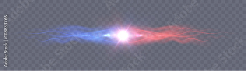 Light effect. Dark Versus Battle. MMA banner concept - Fight Night, Confrontation, Fight, Boxing. Energy clash with sparks and red-blue glow. Vector