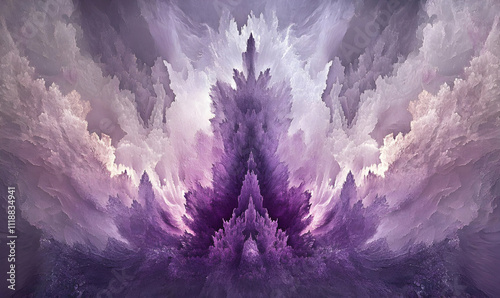 Abstract fractal artwork with purple hues and cloud-like textures.