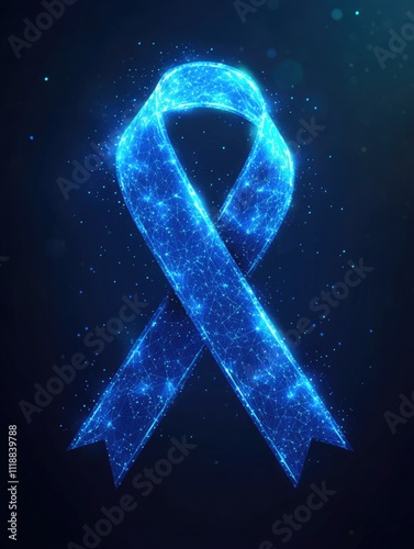 Wallpaper Mural Digital illustration of a blue ribbon with the word 'cure' across it, on a dark background with a starry night effect. Breast Cancer Awareness symbol. Torontodigital.ca