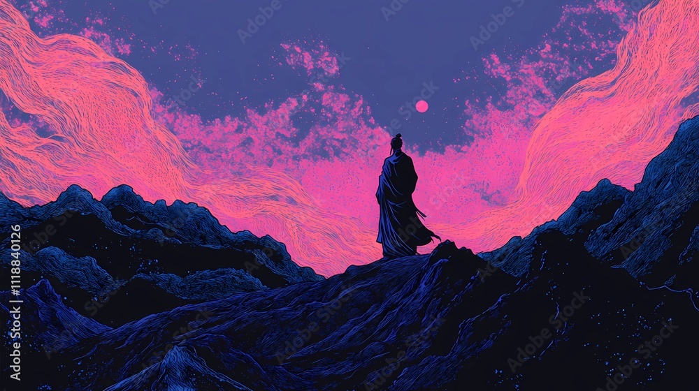 Mystical Background Featuring Chinese Sage Symbolizing Eastern Wisdom and Serenity Mystical Background Featuring Chinese Sage Symbolizing Eastern Wisdom and Serenity