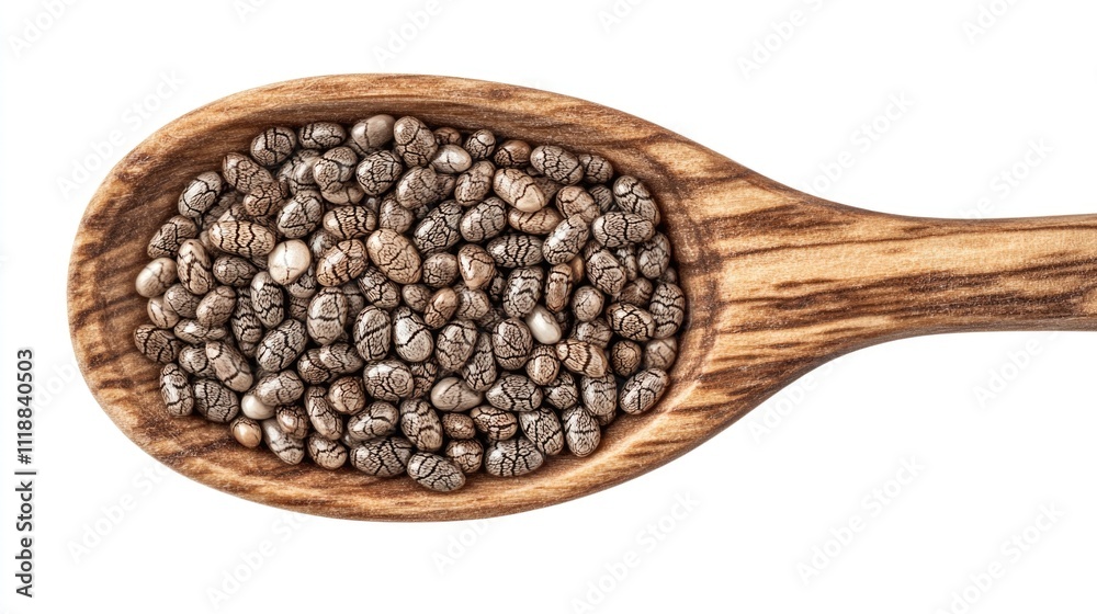 Spice in wooden spoon, top view, selective focus on spice grains. Spice in wooden spoon, top view, selective focus on spice grains.