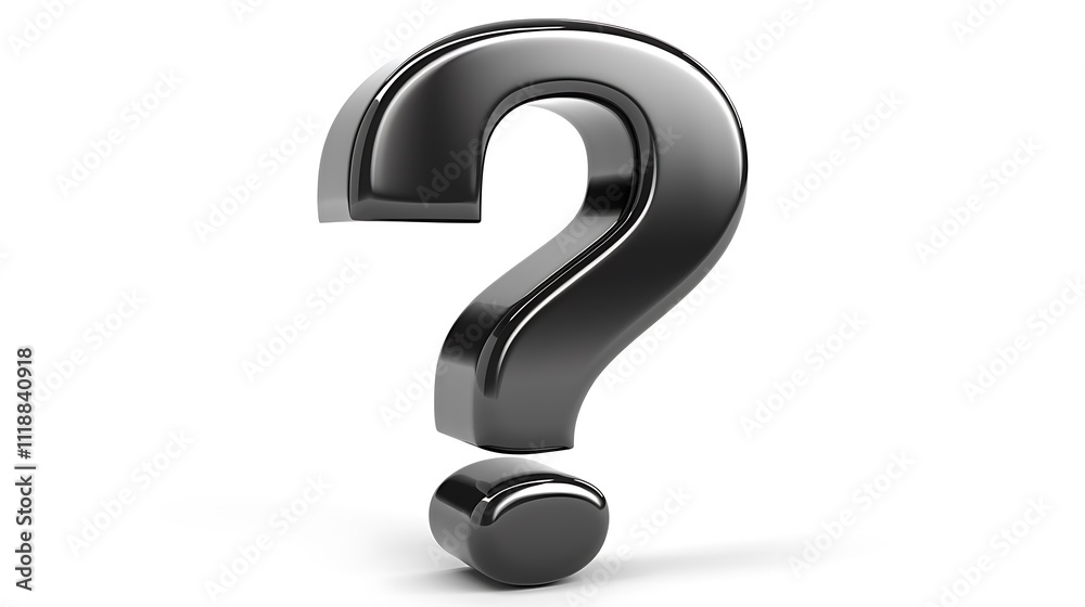 Render of a Black Question Mark Icon, Featuring a Bold, Glossy Finish and a Modern, Sleek Design on a Simple Background Render of a Black Question Mark Icon, Featuring a Bold, Glossy Finish and a Modern, Sleek Design on a Simple Background
