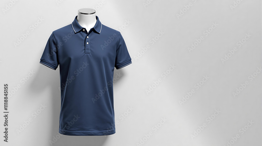Navy Blue Polo Shirt on Mannequin: Classic Style, Versatile Apparel Navy Blue Polo Shirt on Mannequin: Classic Style, Versatile Apparel
