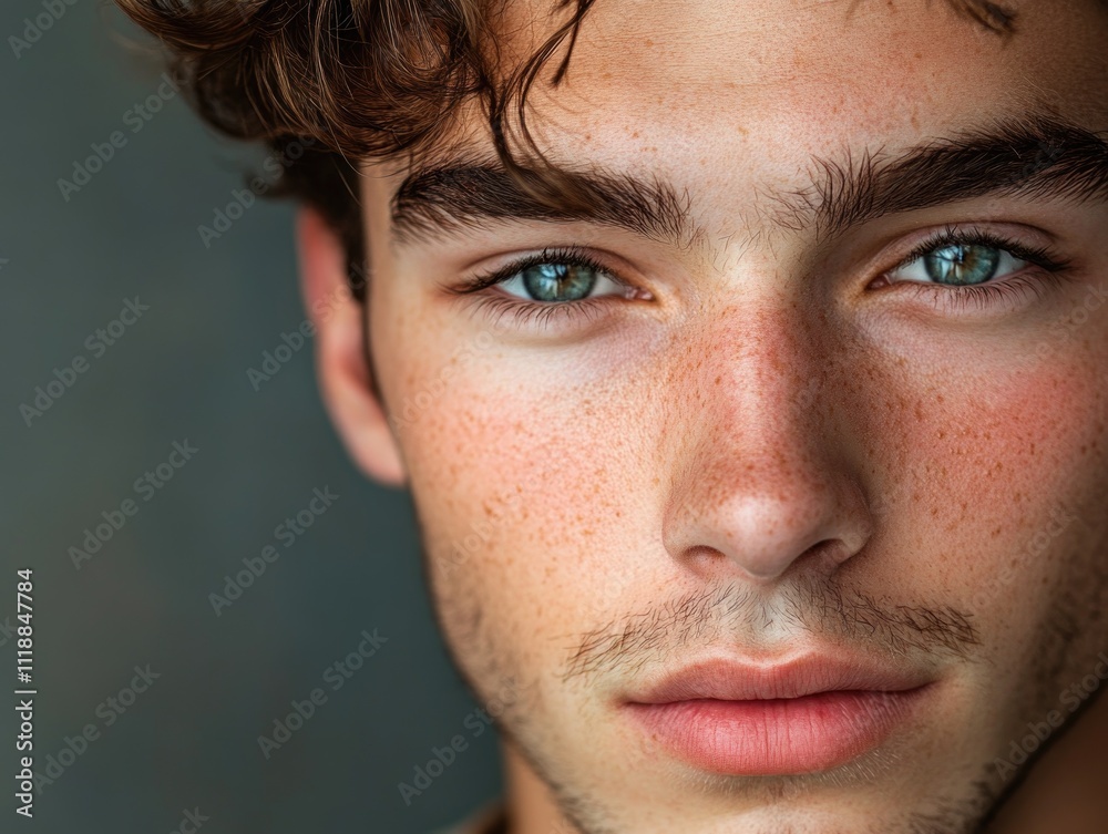 Obraz premium Facial portrait in various illumination effects.