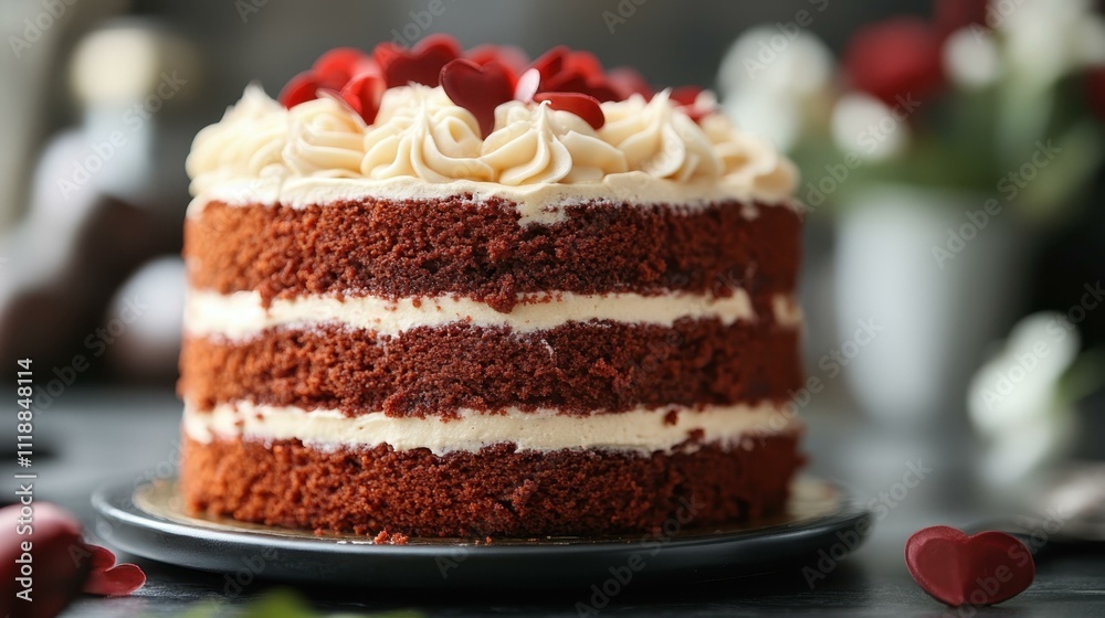 Valentine's Day Red velvet cake shared intimately One main object Valentine's Day Red velvet cake shared intimately One main object
