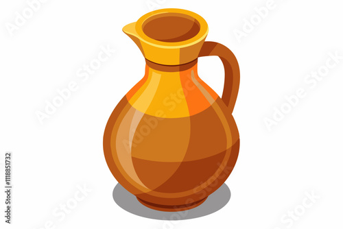 clay jug of oil or sauce isolated on white background vector illustration 