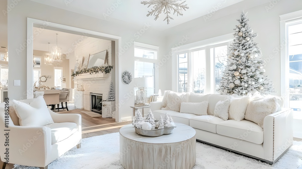 Fototapeta premium White Home Interior with High End Christmas Decorations