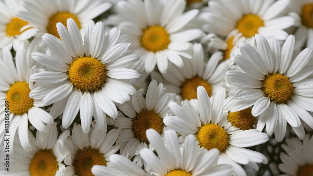 Obraz premium Chamomile flower pattern with soft shadows background