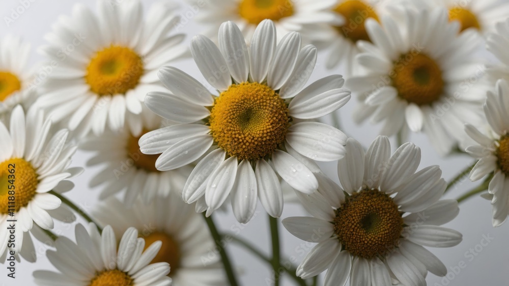 Obraz premium Chamomile flower pattern with soft shadows background