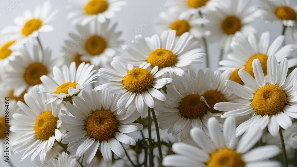 Fototapeta premium Chamomile flower pattern with soft shadows display