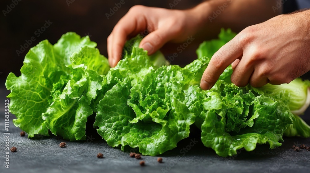 Gardener planting on lettuce lettuce leaves a verdant canopy Isolated solo on plain background One main object high quality very detailed Professional image Gardener planting on lettuce lettuce leaves a verdant canopy Isolated solo on plain background One main object high quality very detailed Professional image