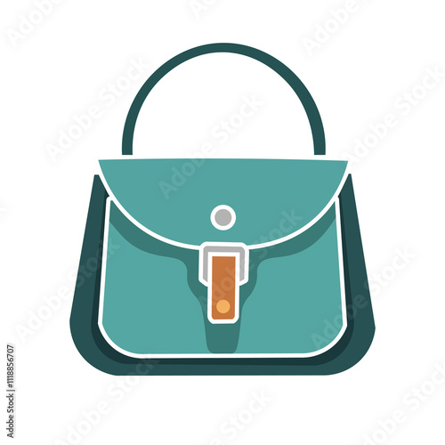 Blue hand bag vector image, women handbag flat illustration, ladies purse clip art, blue handbags icon isolated on white background