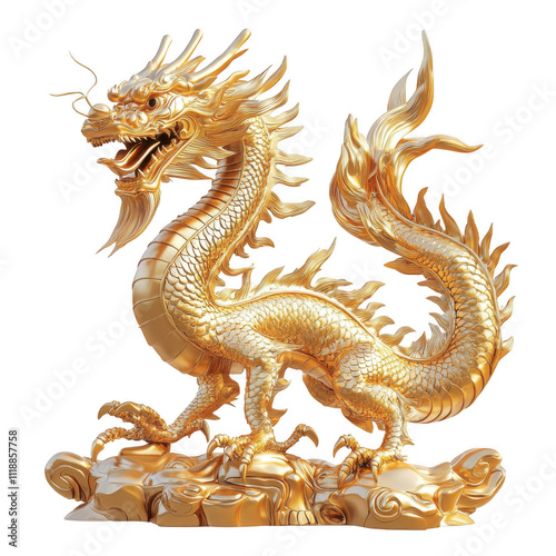 Golden Dragon Sculpture Captures Mystical Majesty and Powerful Dragon Symbolism