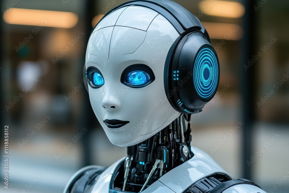 Robotic innovation showcase urban tech center technology display indoor environment close-up view artificial intelligence concept Robotic innovation showcase urban tech center technology display indoor environment close-up view artificial intelligence concept