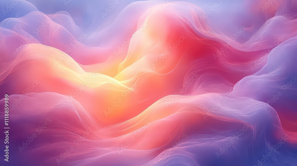Obraz premium Abstract waves of color blend in soft, dreamy hues.