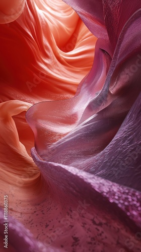 Bold orange and pink abstract waves with textured finish