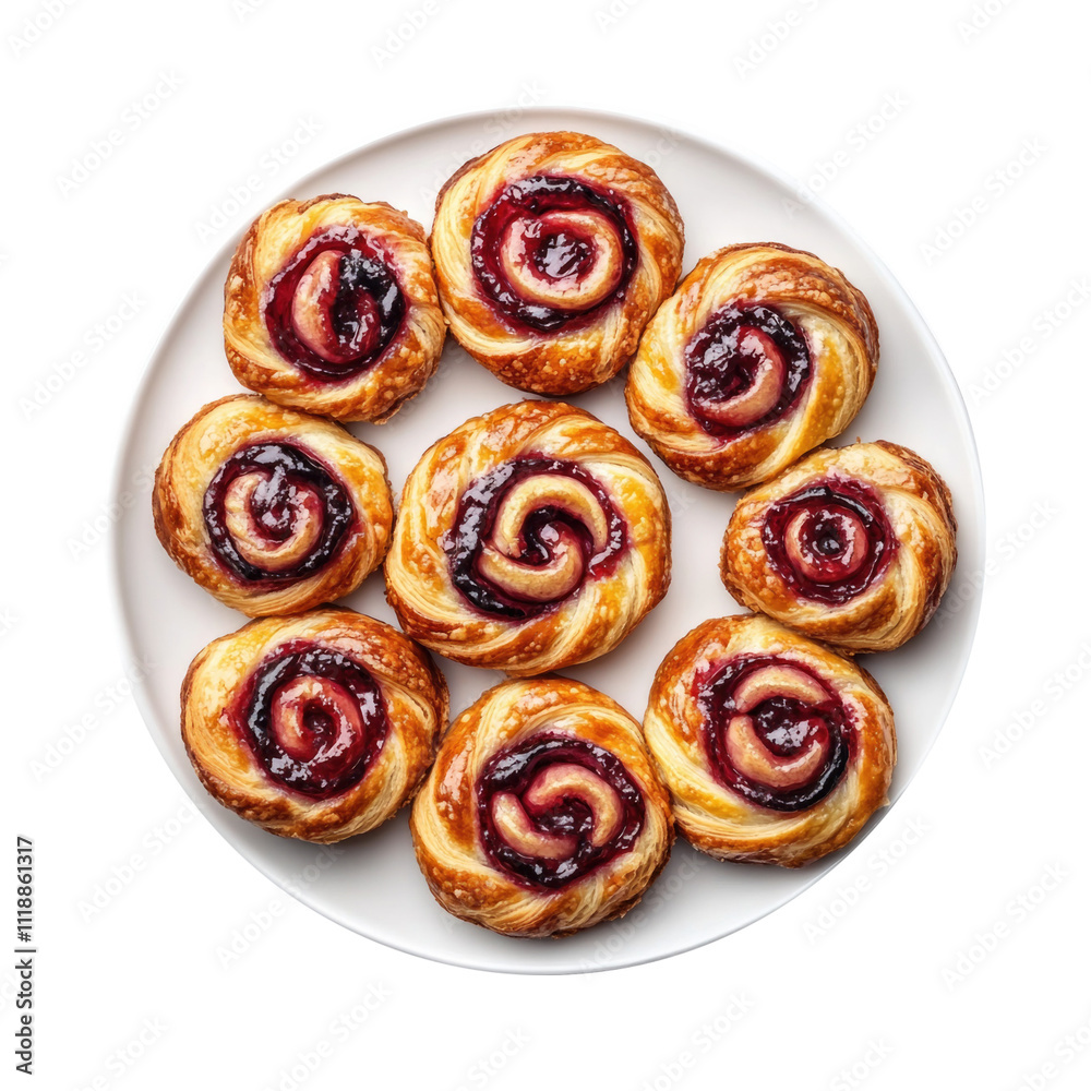 A Plate of Cherry Danishes Isolated on a Transparent Background A Plate of Cherry Danishes Isolated on a Transparent Background